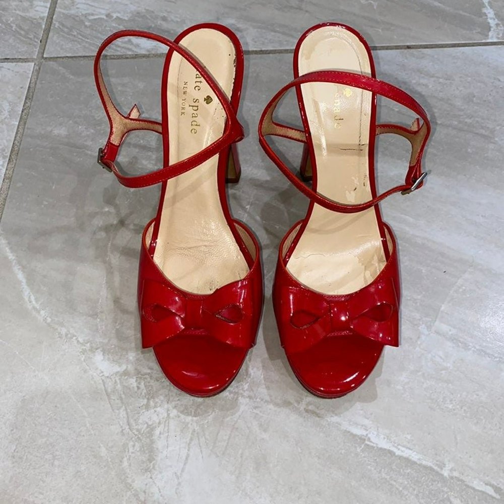 Kate Spade Red Bow Patent Leather Heels size 8